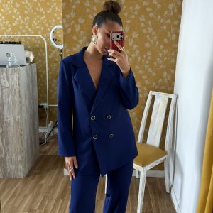 Traje chaqueta azul pavo