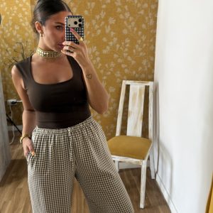 Pantalón Vichy marrón