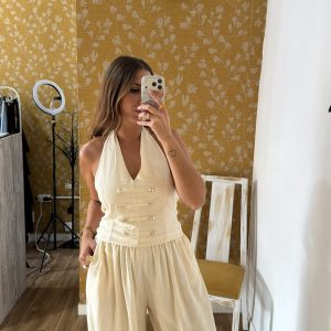 Conjunto botón beige