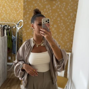 Bomber taupe satén