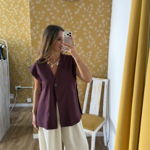 Chaleco sin mangas oversize vino