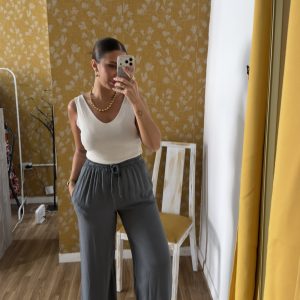 Pantalón fluido gris