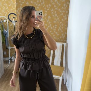 Blusa satén frunce