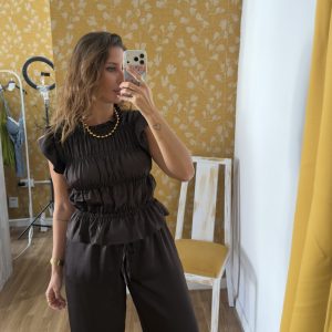 Pantalón satén chocolate