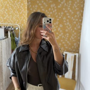 Chaqueta polipiel marrón