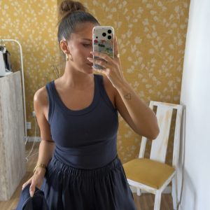 Camiseta canalé azul