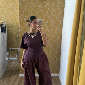 Pantalón bombacho berenjena