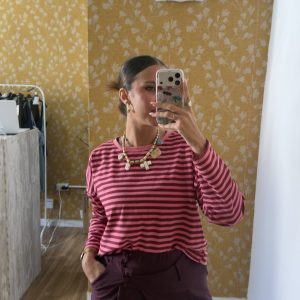 Camiseta raya rosa