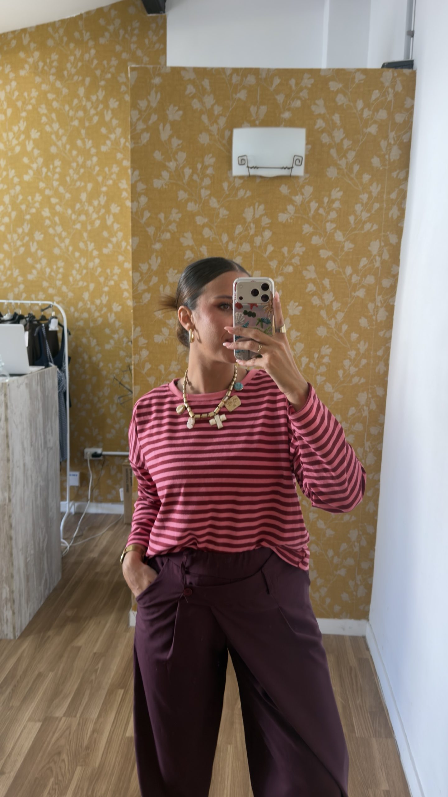 Camiseta raya rosa